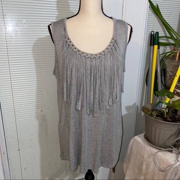 Avenue Tops - Avenue Size 14/16 gray tank with hanging fringe